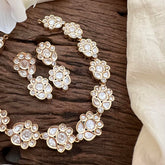 Precious Rose Gold Moissanite Kundan Necckpiece-G13617